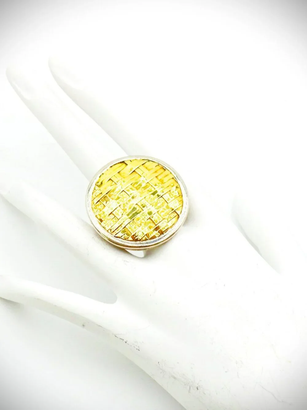 JOHN HARDY Bedeg Sterling Silver 22K Yellow Gold Huge Ring Size 7.25